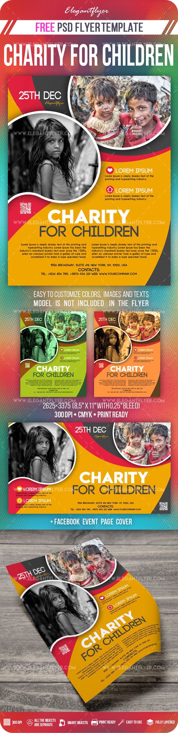 Charity for children free flyer PSD