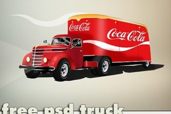 Free Coca Cola Trailer Truck Mockup in PSD