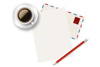 Free Letter Writing Plus Coffee Scene Mockup