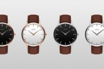 Free Elegant Leather Strap Watch Designs Mockup