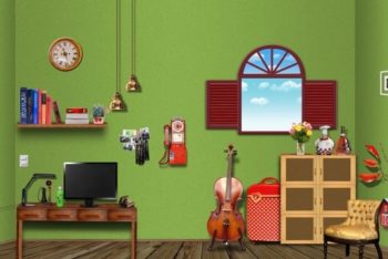 Free Musician Room Concept Mockup in PSD