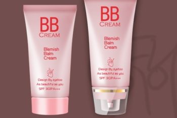 Free BB Cream Cosmetic Packaging Mockup in PSD