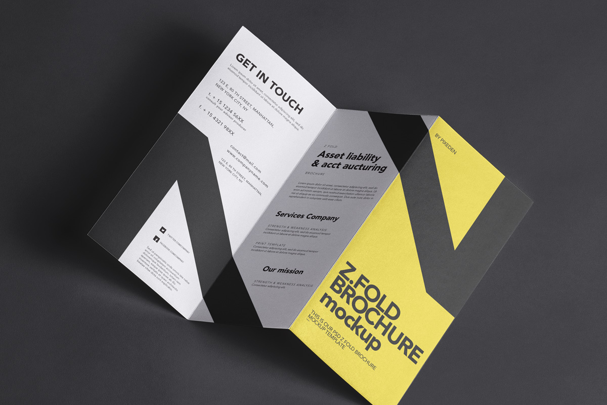 Download Z-fold Brochure PSD Mockup Download for Free - DesignHooks