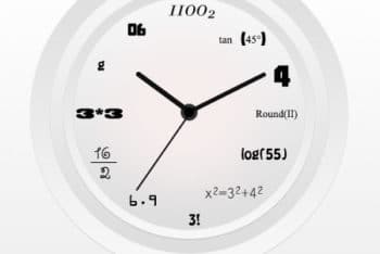 Free Digital Math Wall Clock Mockup in PSD