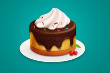 Free Yummy Cupcake Vector Design Mockup in PSD