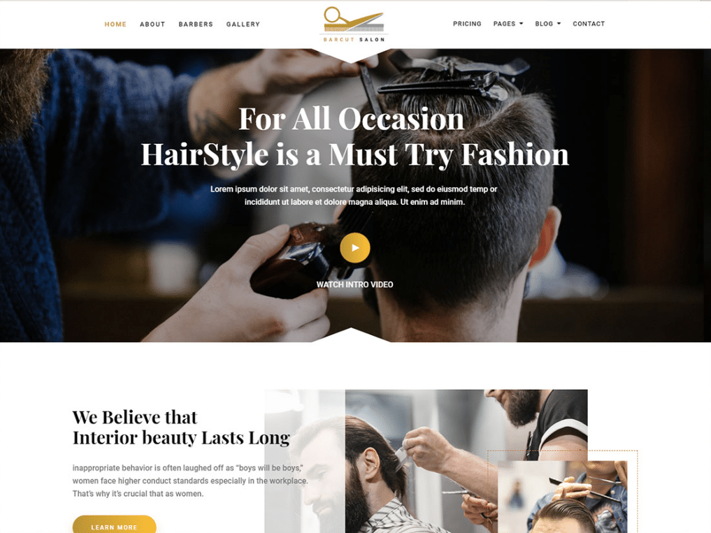barbershop website template