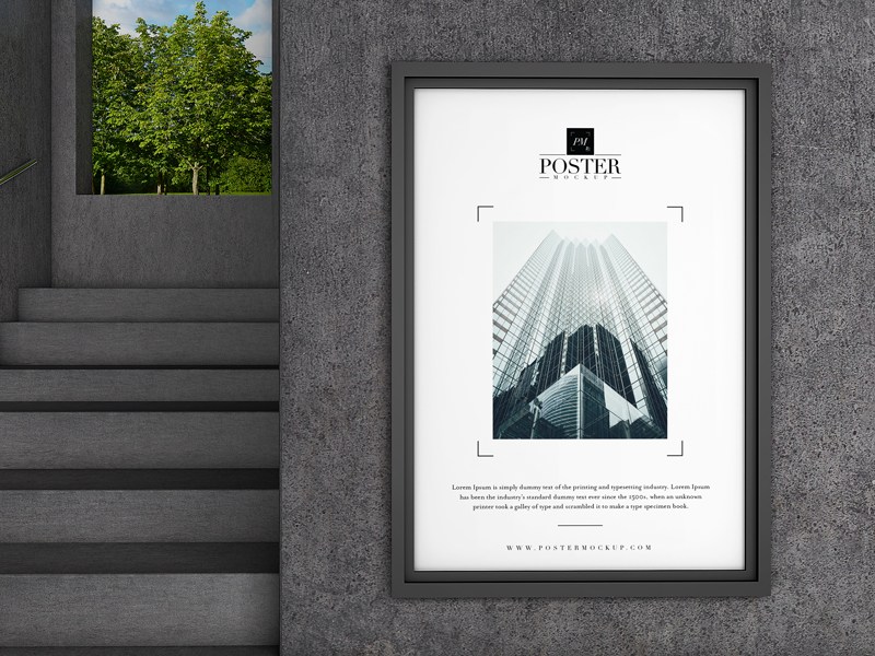 Download Industrial Interior Wall Poster PSD Mockup Download Free ...