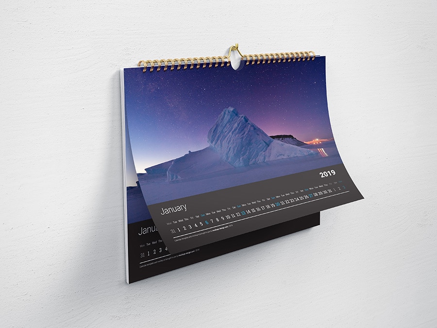 Download Horizontal Wall Calendar PSD Mockup Download for Free - DesignHooks