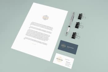 Stationery Perspective PSD Mockup for Showcasing Branding Design