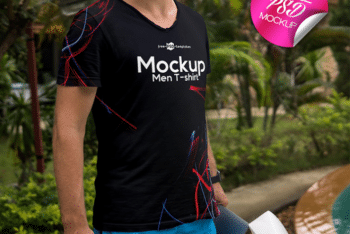 Photorealistic Men T-shirt PSD Mockup for Free