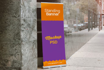 Standing Banner PSD Mockup for Excellent Outdoor Advertising