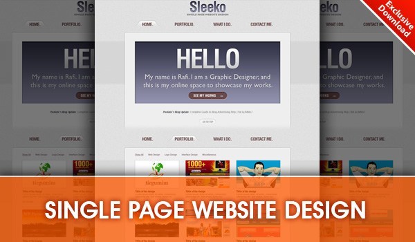 Single Page Website Design PSD Template