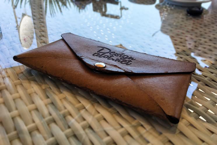 Engraved Leather Envelope PSD Mockup