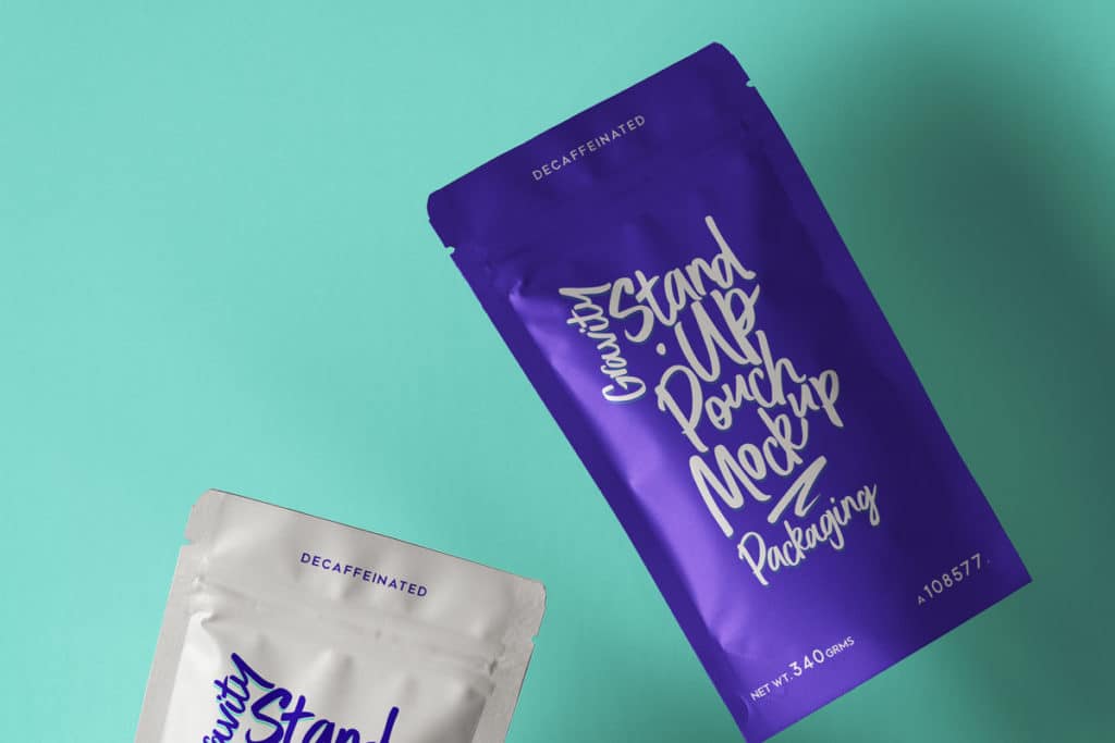 Free standing pouch packaging mockup psd information