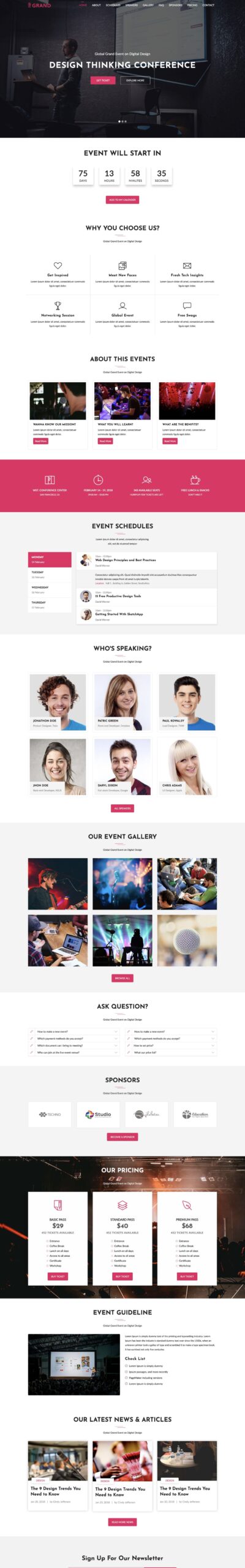 Grand - event/conference landing page HTML template