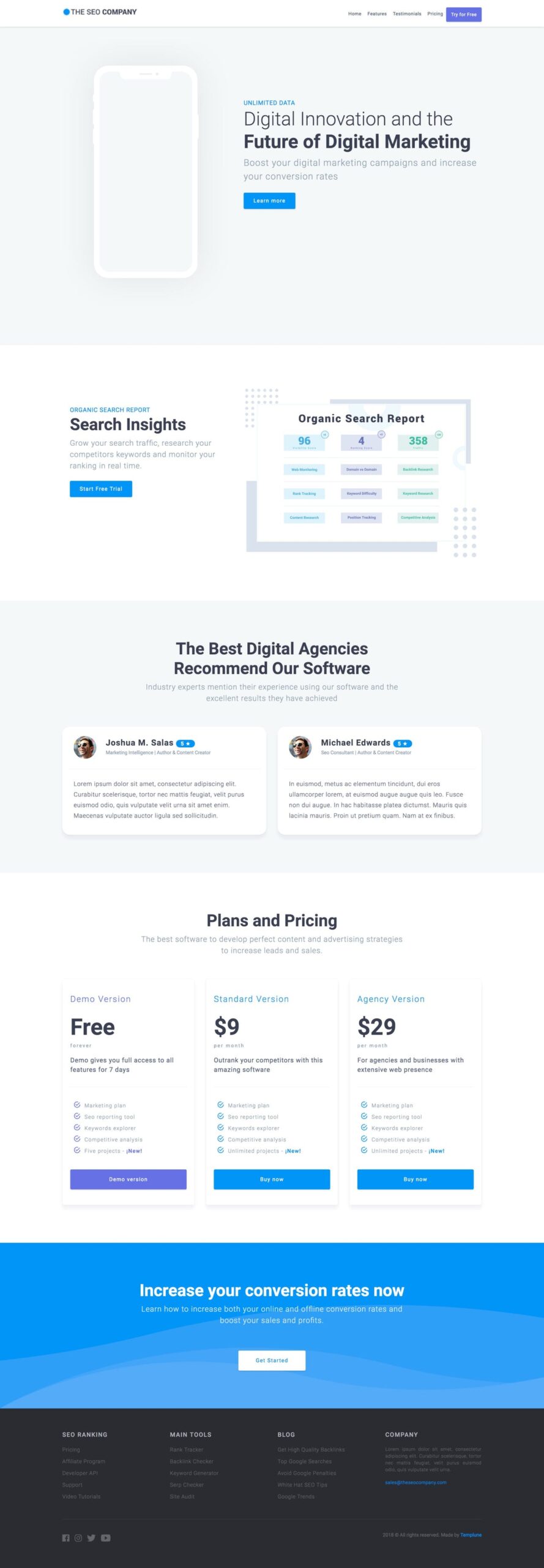 SEO company HTML landing page template