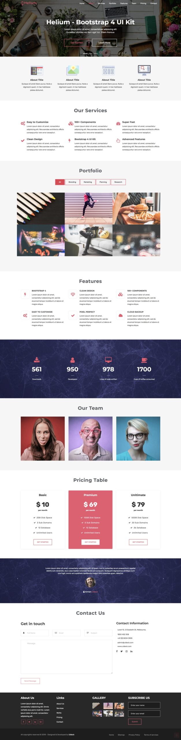 One page portfolio HTML template