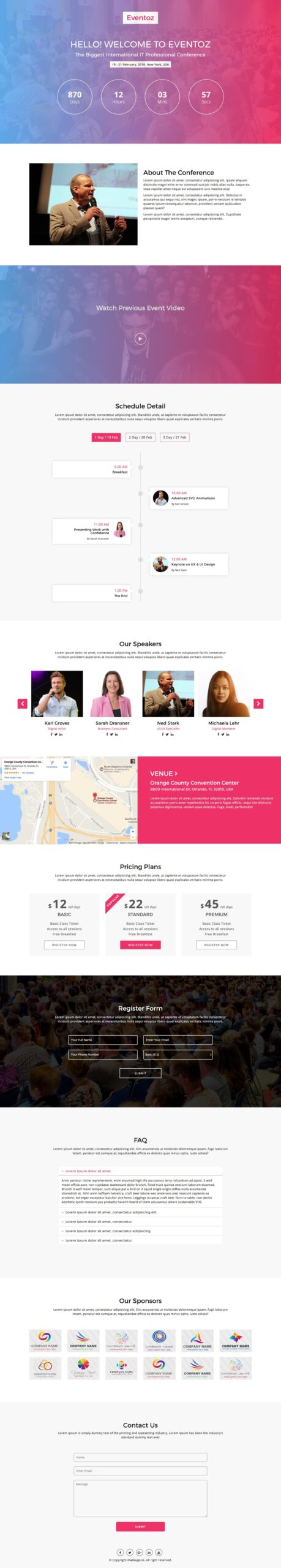 Eventoz - free event HTML template