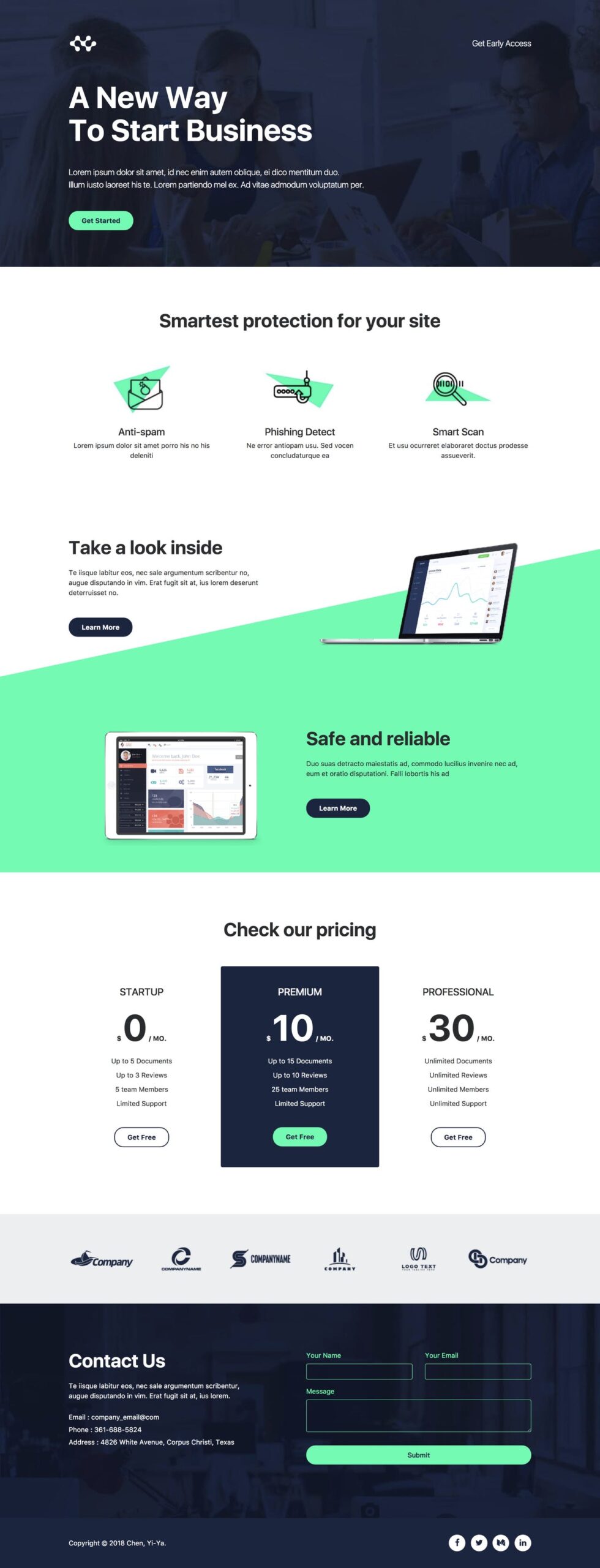 Atlas - long scrolling landing page HTML template