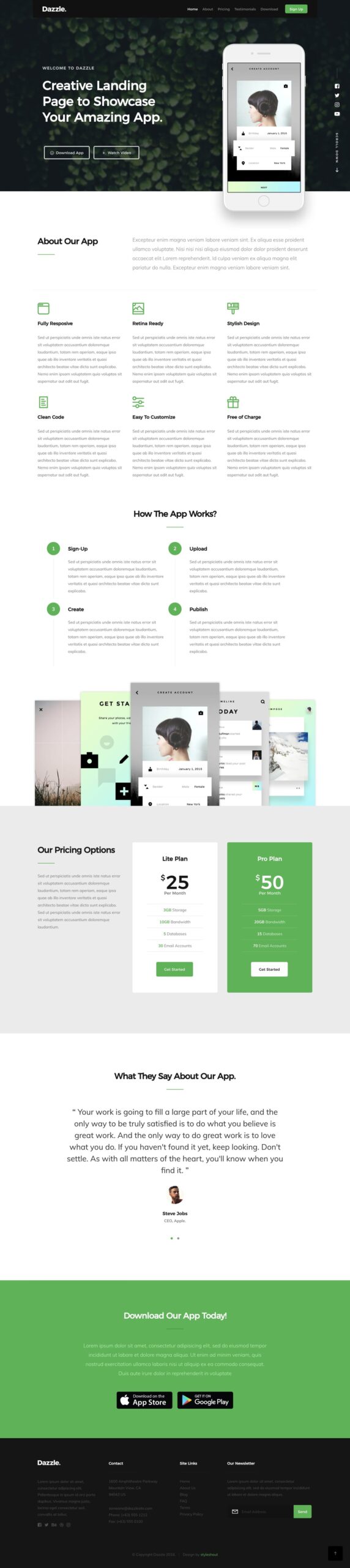 one page HTML restaurant template