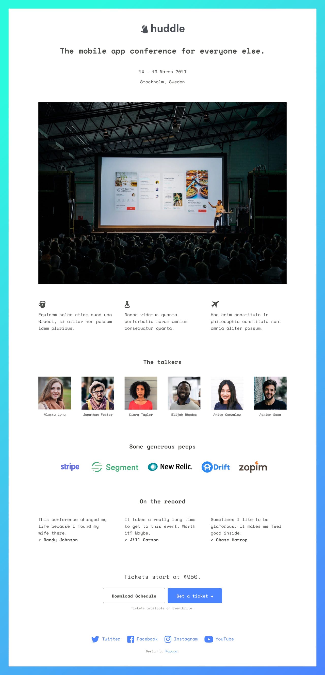 landing page HTML template for a conference or event