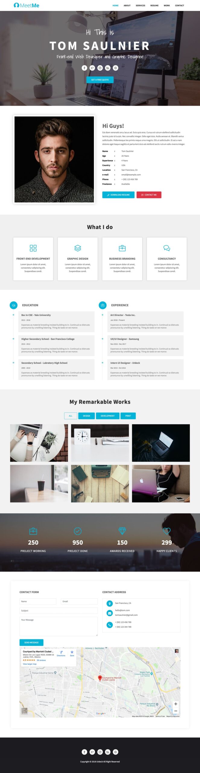 One page resume HTML template