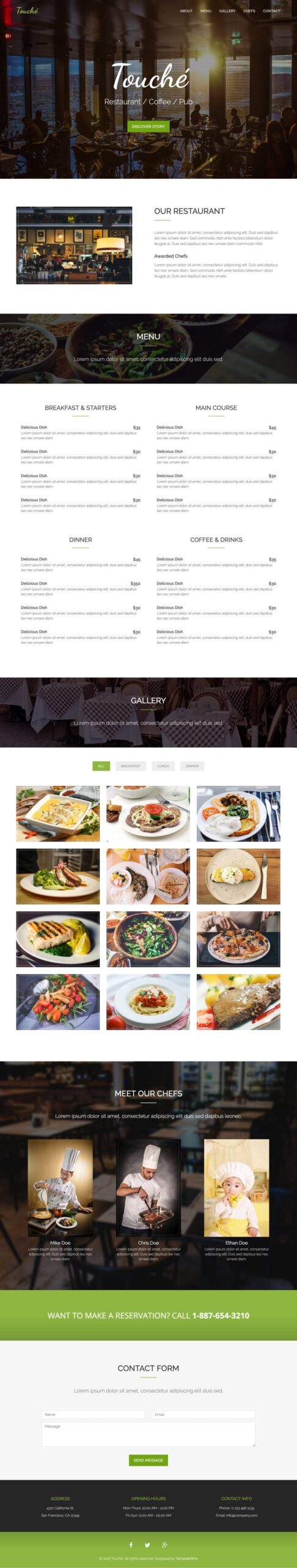 Touché - restaurant one page HTML Template