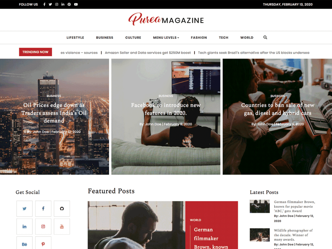 Purea - newspaper style WordPress theme