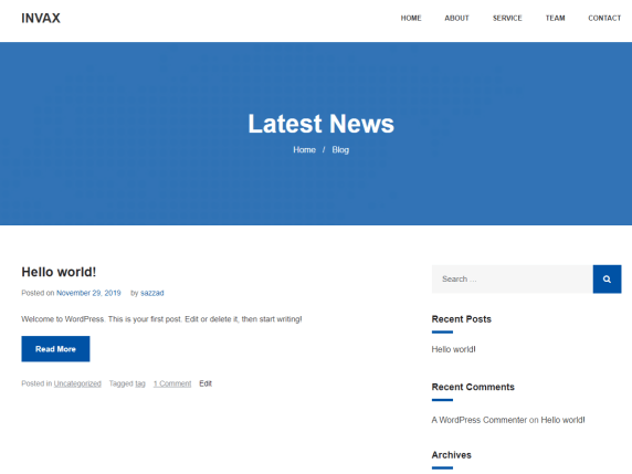 Invax -Blog Website WordPress Theme