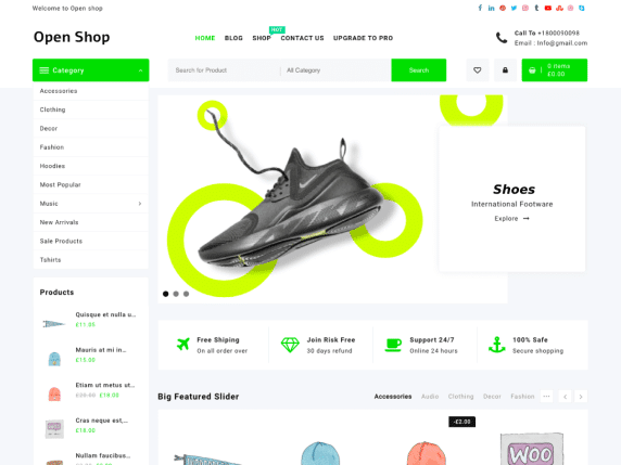 Open Shop - eCommerce website WordPress theme