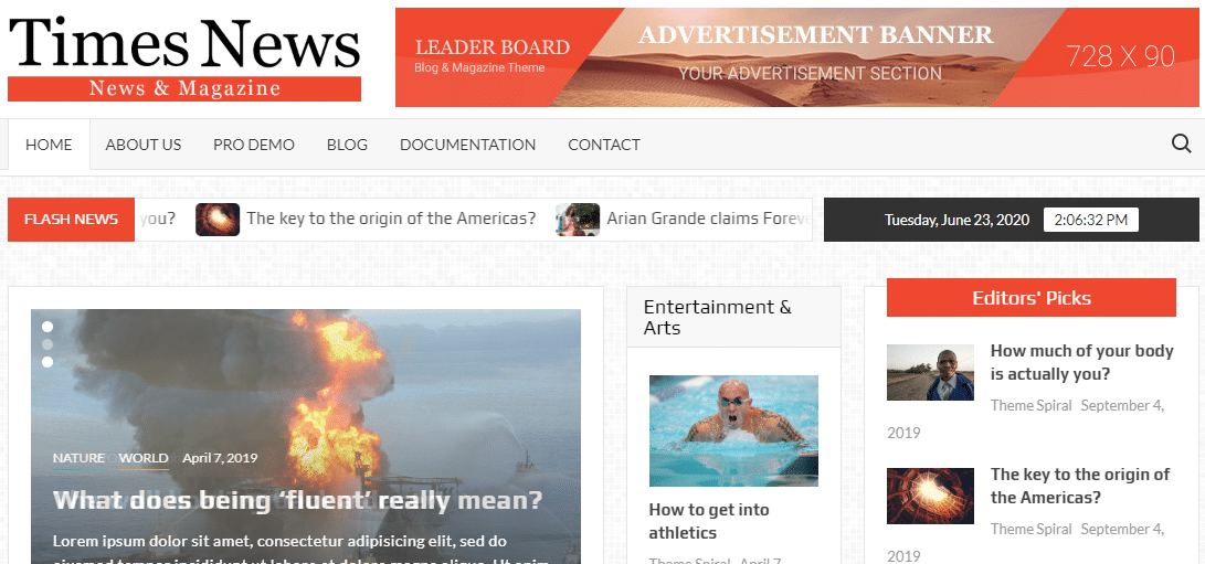 TimesNews - modern news website WordPress theme