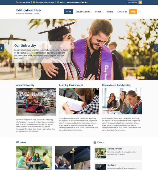 Edification Hub - education website WordPress theme
