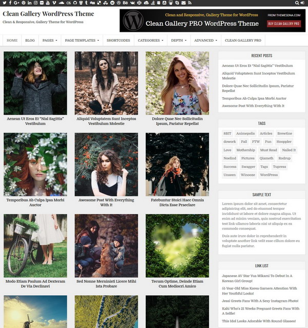 Clean Gallery - gallery website WordPress theme