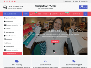 CrazyStore - Ecommerce WordPress Theme for Free - DesignHooks