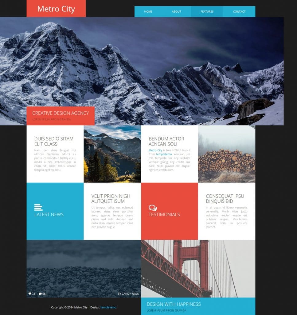 Metro City - A Free Bootstrap HTML Template - DesignHooks